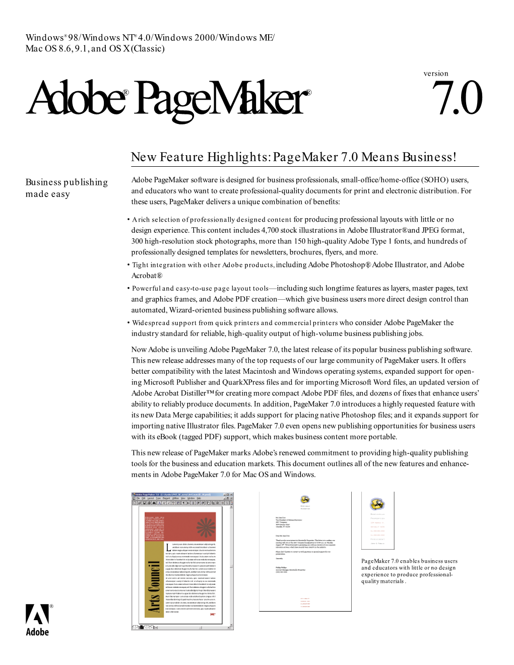 Adobe Pagemaker 7.0 New Feature Highlights