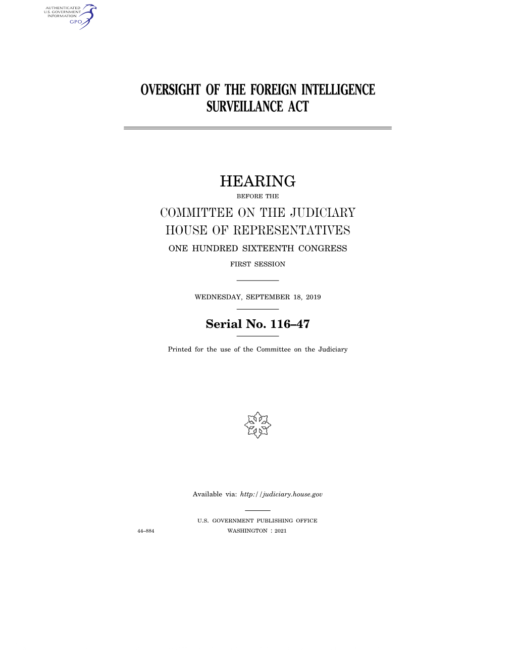 Oversight of the Foreign Intelligence Surveillance Act