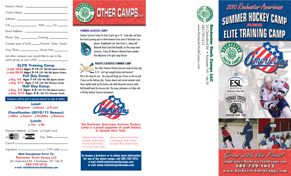 Youth Camps Brochure