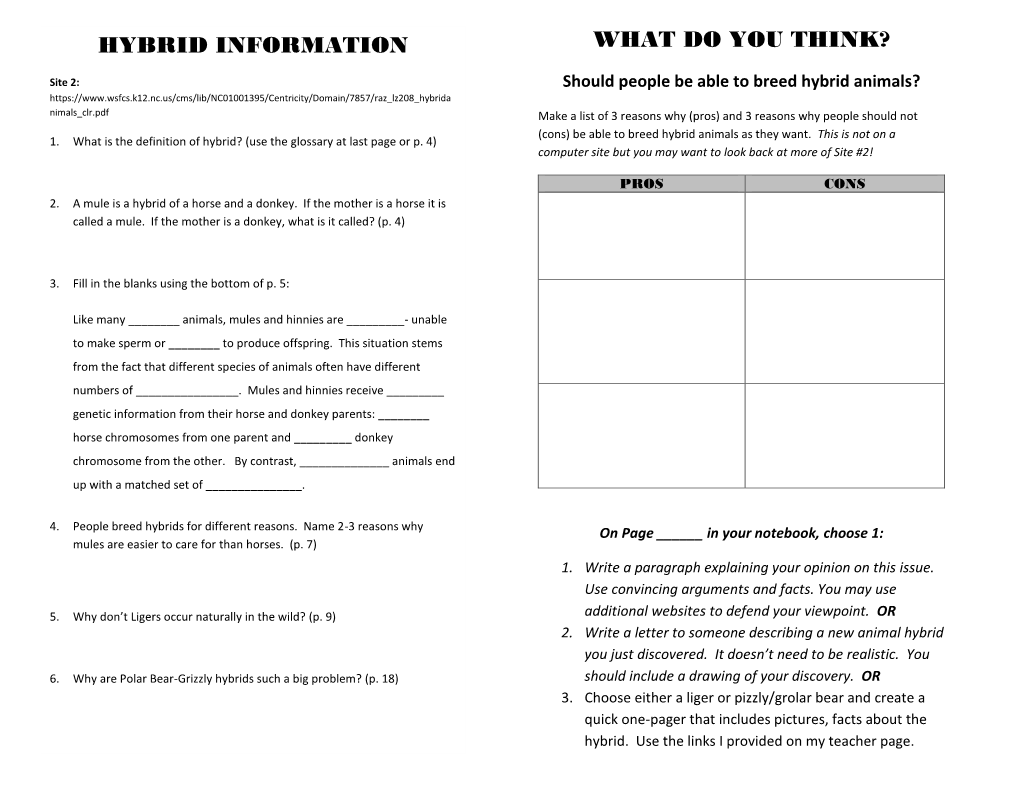 Hybrid Information What Do You Think?