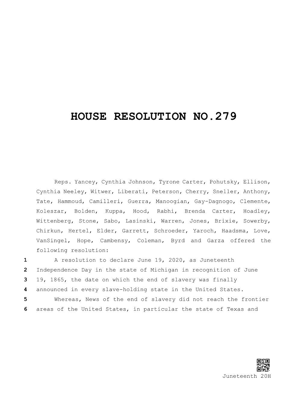 House Resolution No.279