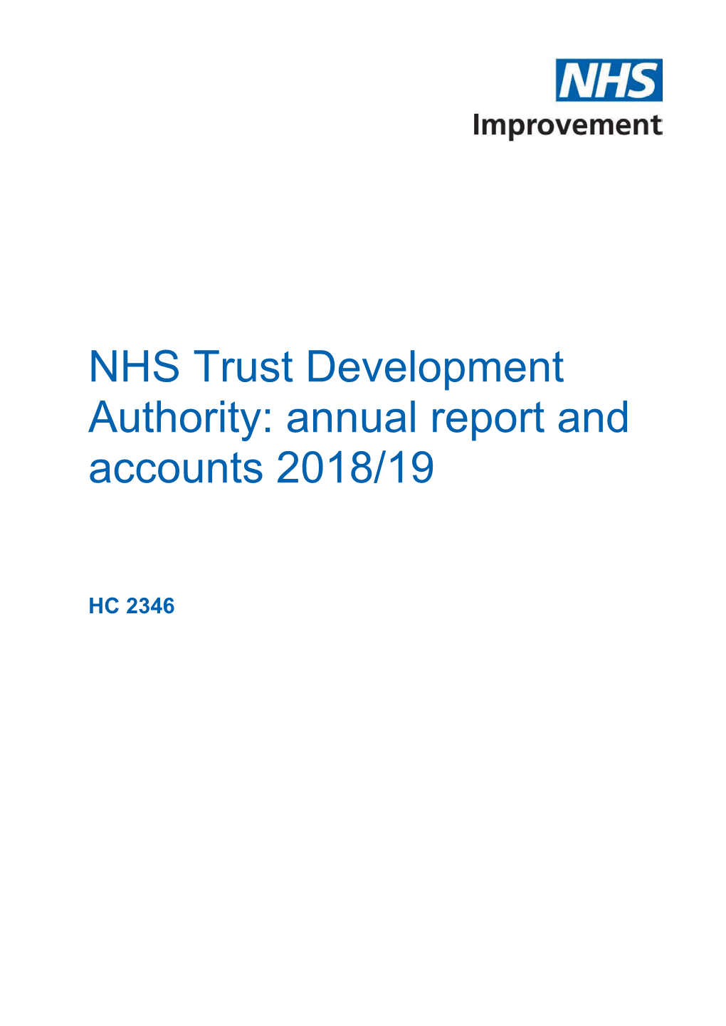 NHS Trust Development Authority: Annual Report and Accounts 2018/19