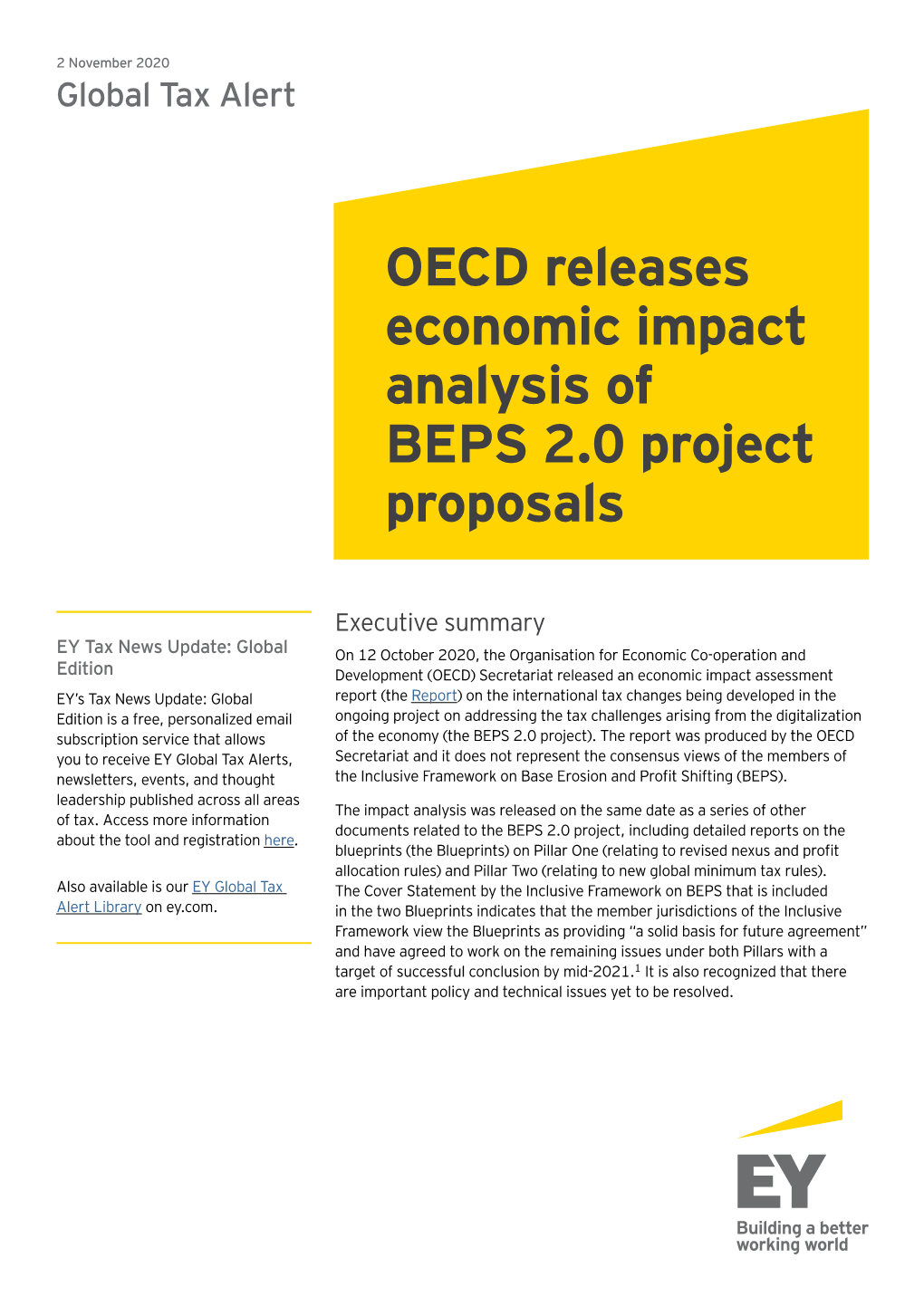 OECD Releases Economic Impact Analysis of BEPS 2.0 Project Proposals