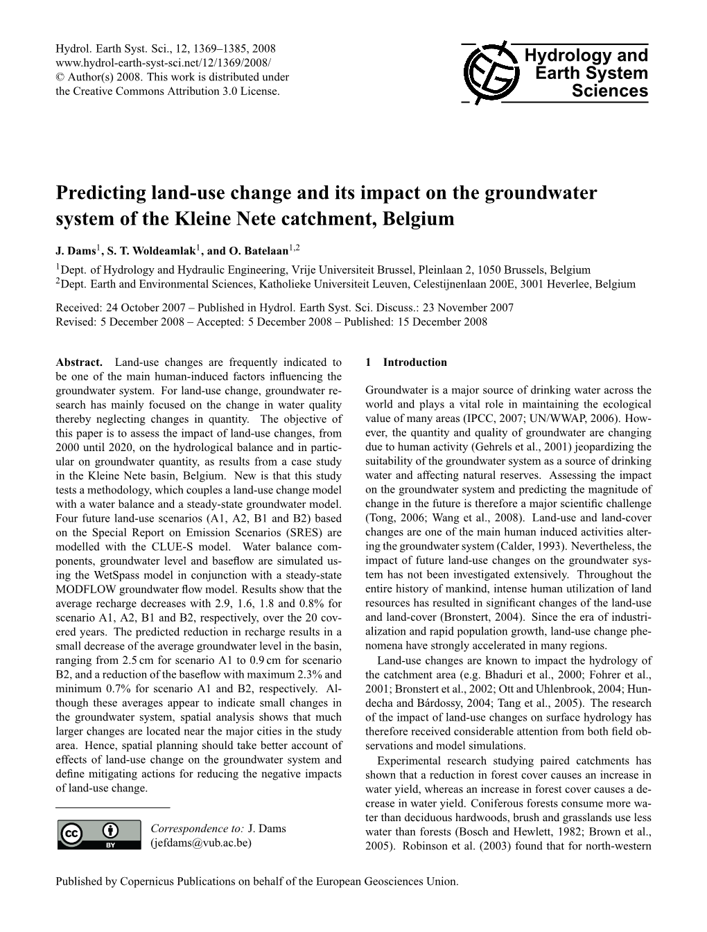 Predicting Land-Use Change and Its Impact on the Groundwater System of the Kleine Nete Catchment, Belgium