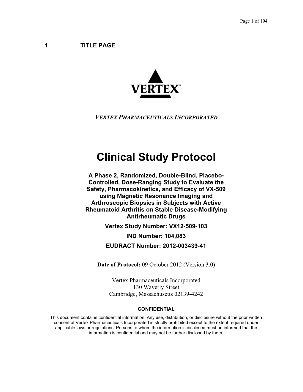 Clinical Study Protocol