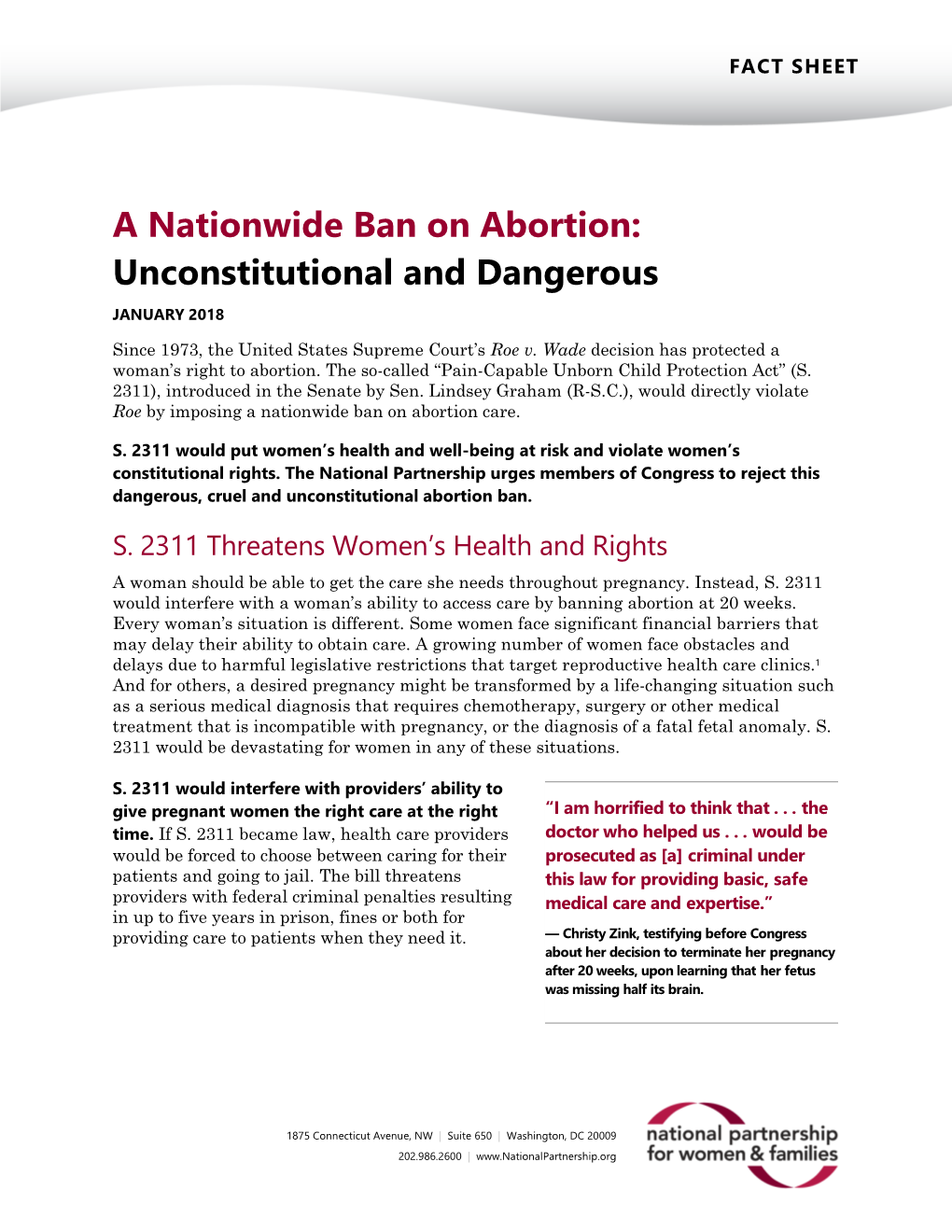 A Nationwide Ban on Abortion: Unconstitutional and Dangerous