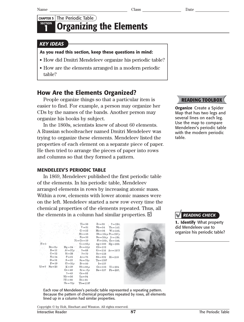 1 Organizing the Elements