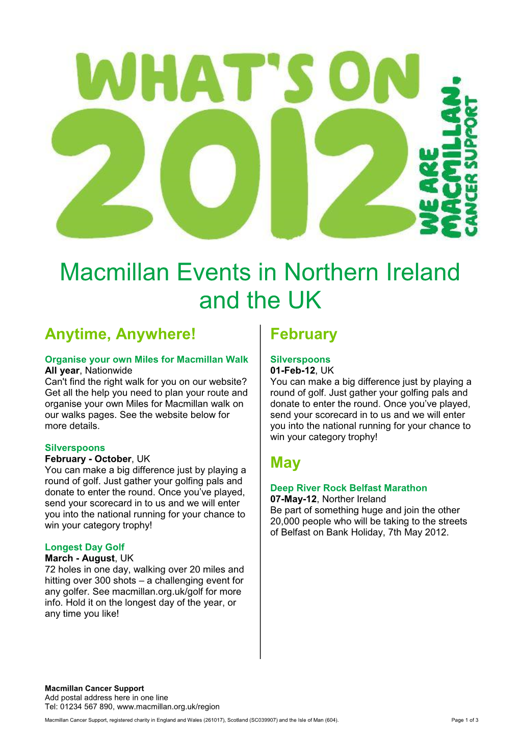 Events in Northern Ireland and the UK