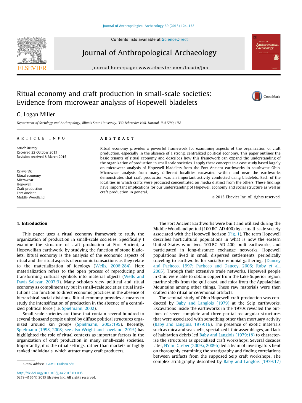 Evidence from Microwear Analysis of Hopewell Bladelets