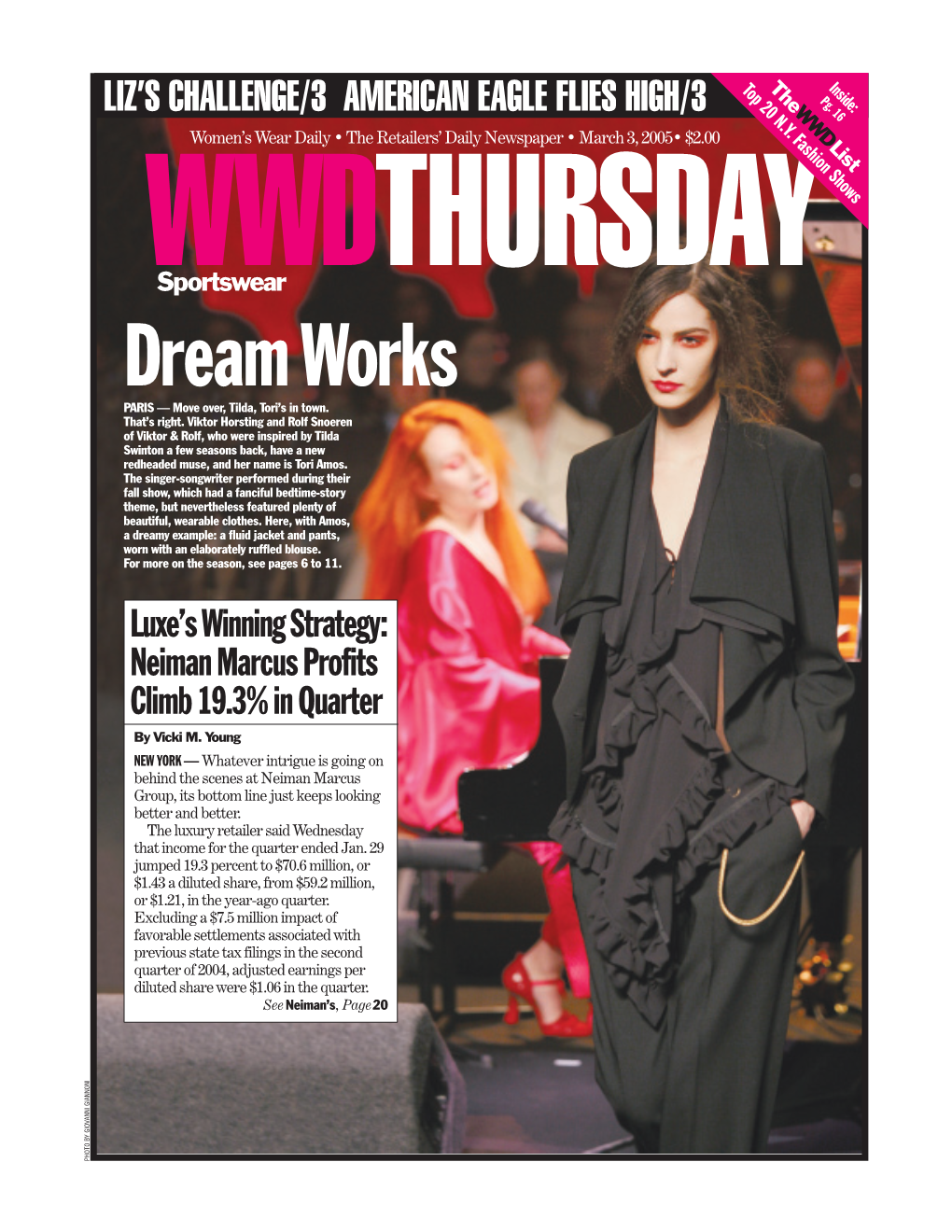 Dream Works PARIS — Move Over, Tilda, Tori’S in Town