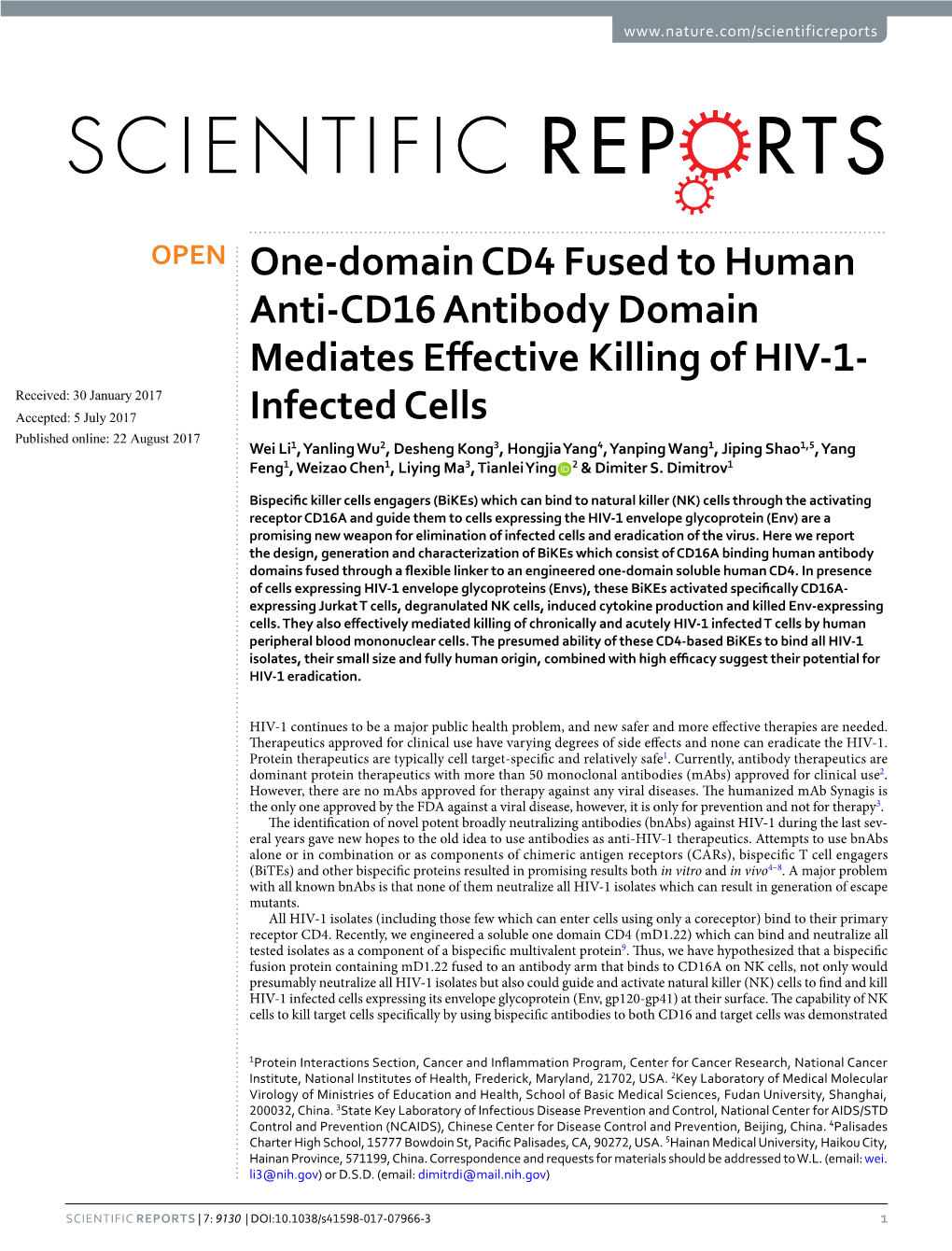 One-Domain CD4 Fused to Human Anti-CD16 Antibody Domain