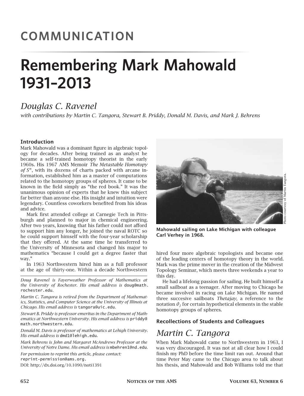 Remembering Mark Mahowald 1931–2013