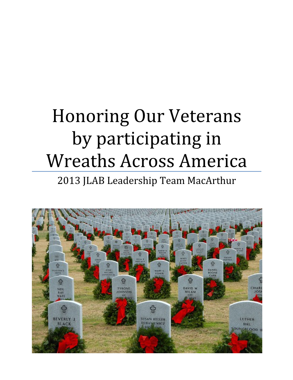 Honoring Our Veterans by Participating in Wreaths Across America