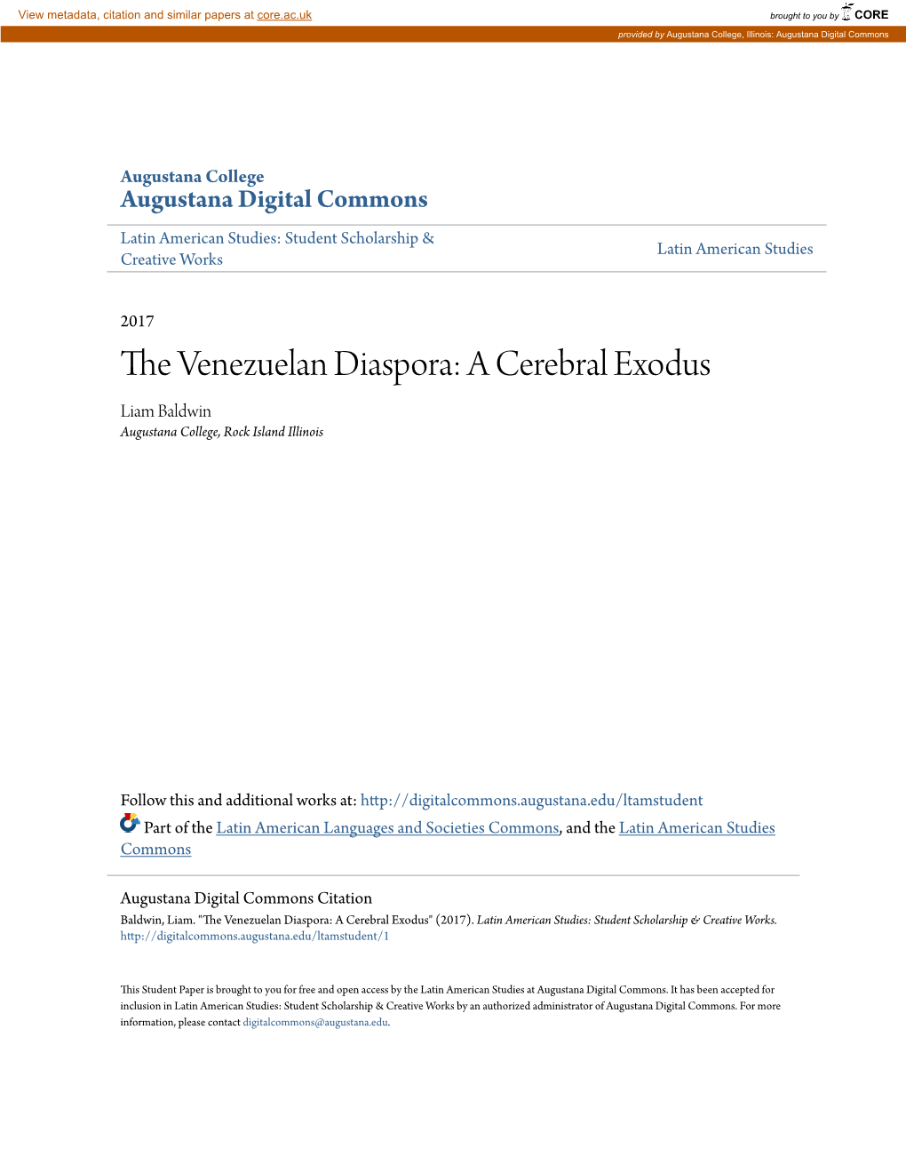 The Venezuelan Diaspora: a Cerebral Exodus