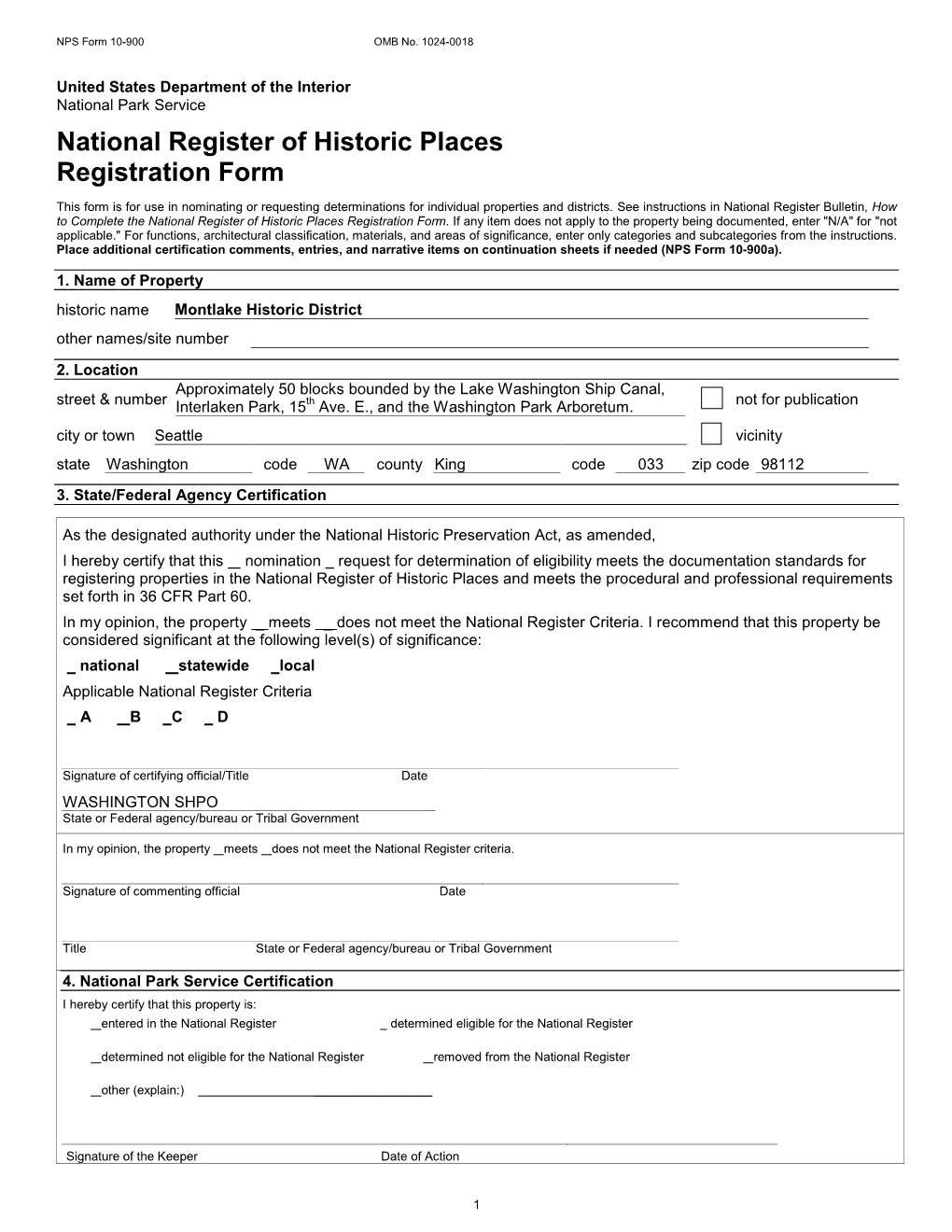 National Register of Historic Places Registration Form