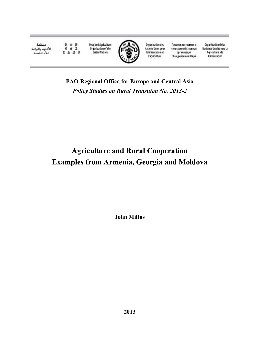 Agriculture and Rural Cooperation Examples from Armenia, Georgia and Moldova