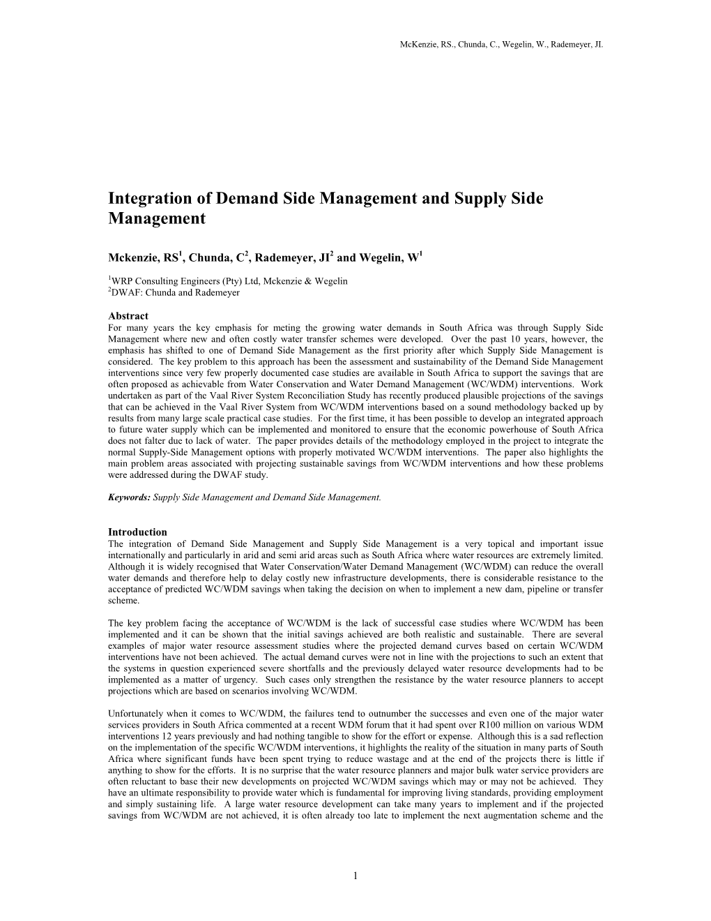 Integration of Demand Side Management and Supply Side Management