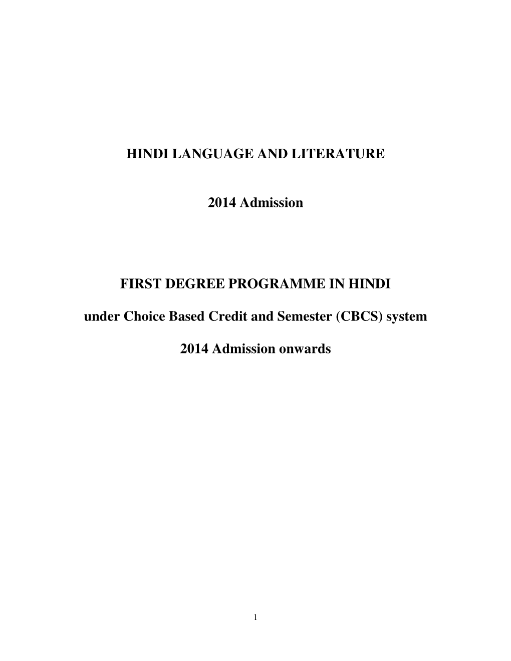 Hindi Language and Literature