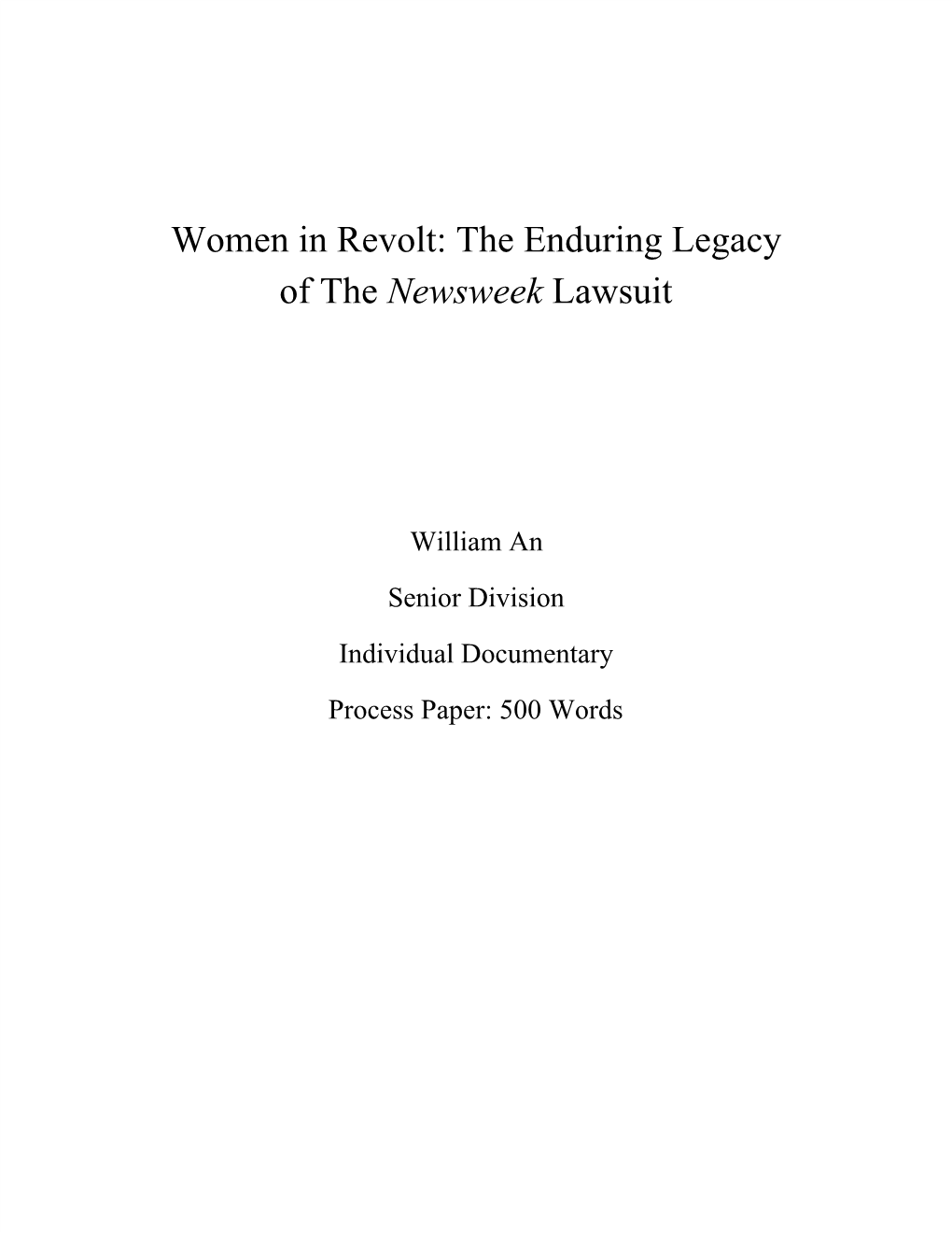 Women in Revolt: the Enduring Legacy of the ​Newsweek​ Lawsuit