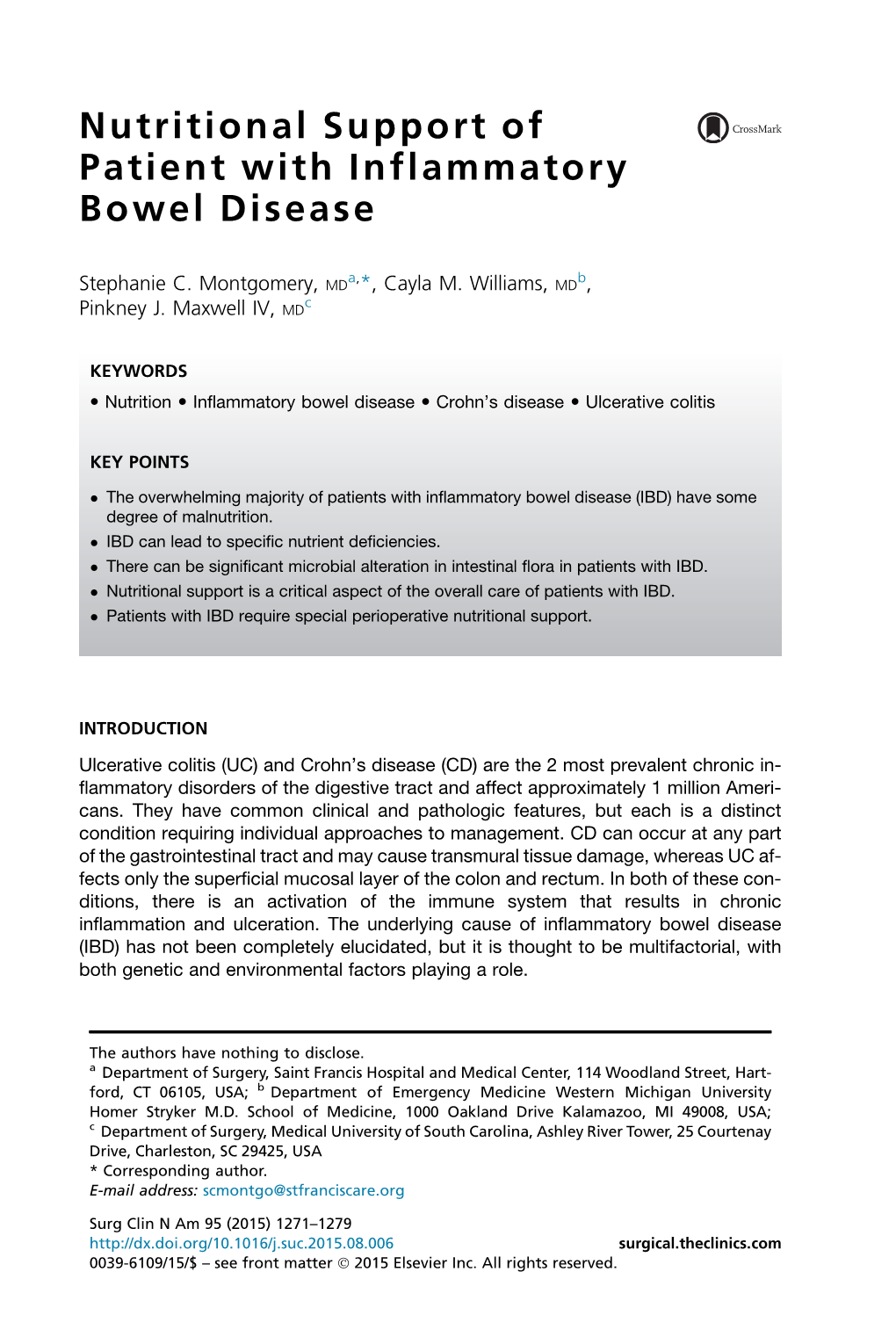 Nutritional Support of Patient with Inflammatory Bowel Disease