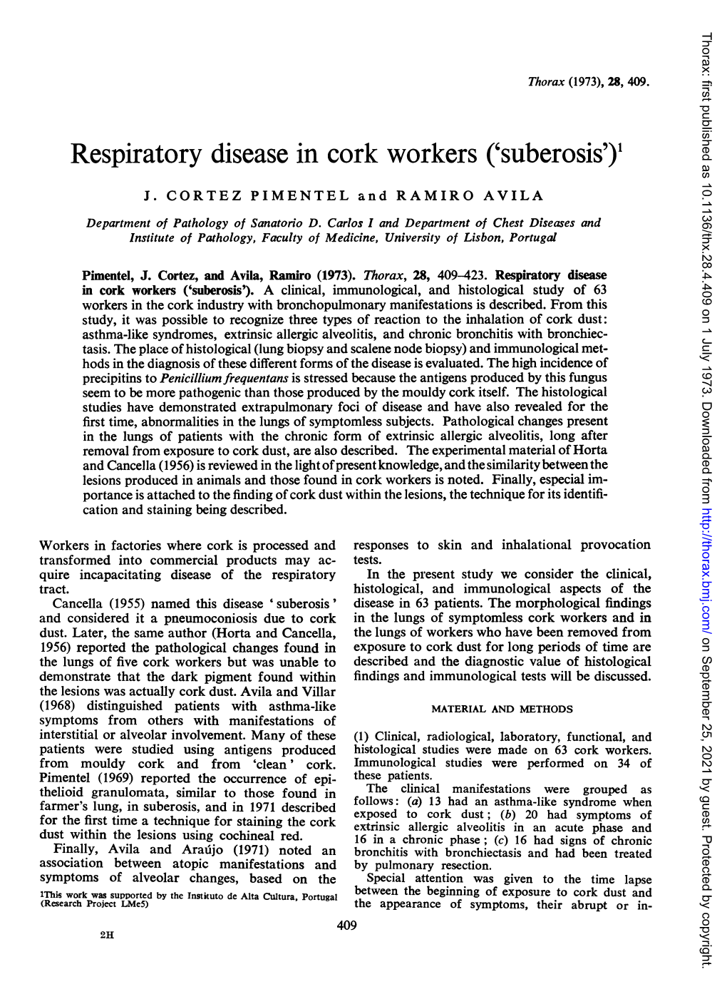 Respiratory Disease in Cork Workers ('Suberosis')1