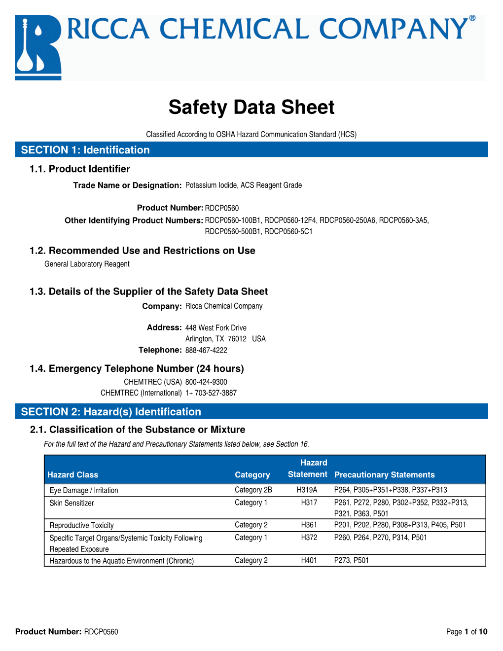 Safety Data Sheet