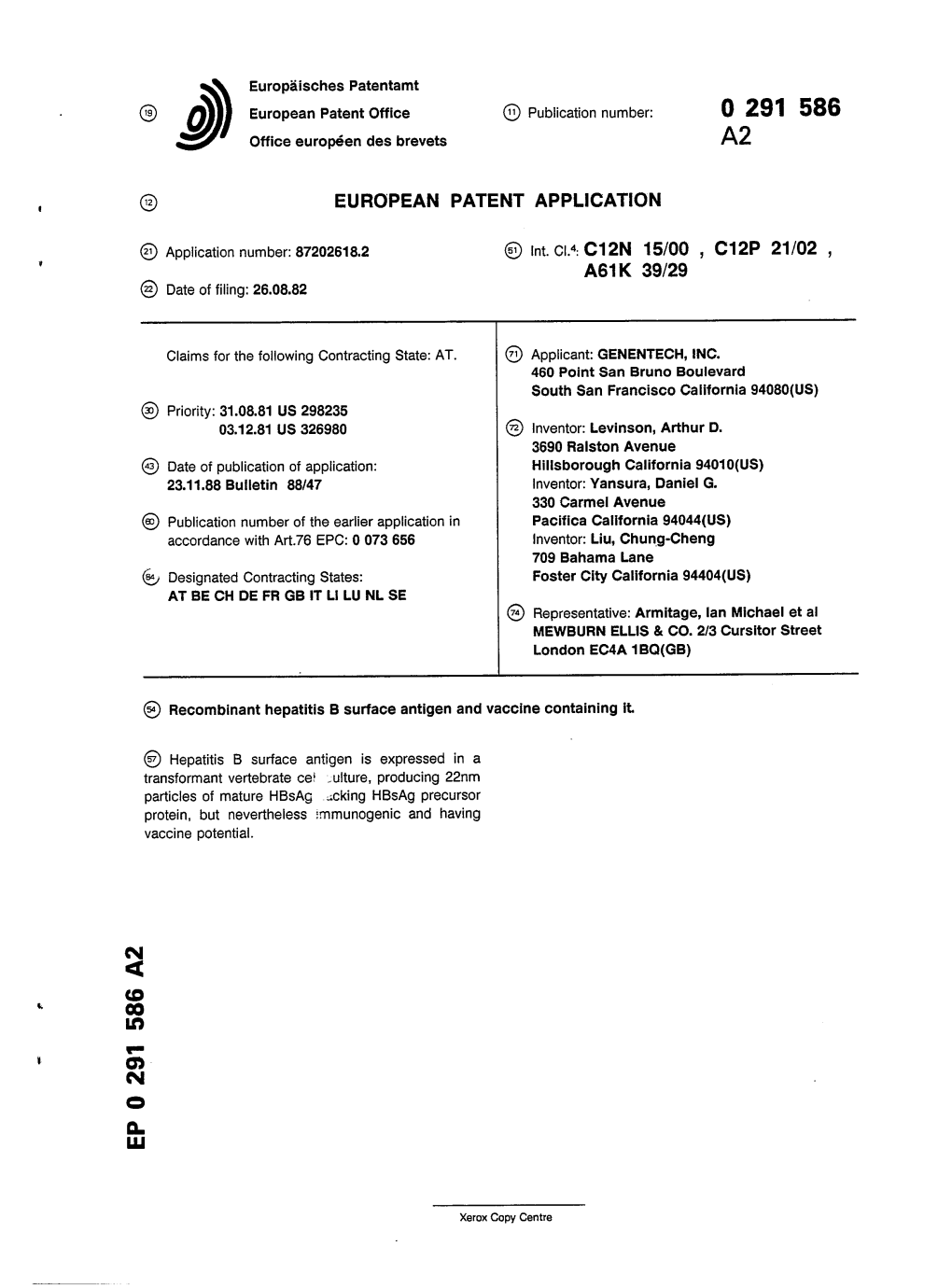 Recombinant Hepatitis B Surface Antigen and Vaccine Containing It