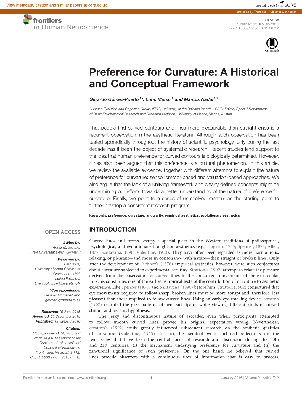 Preference for Curvature: a Historical and Conceptual Framework