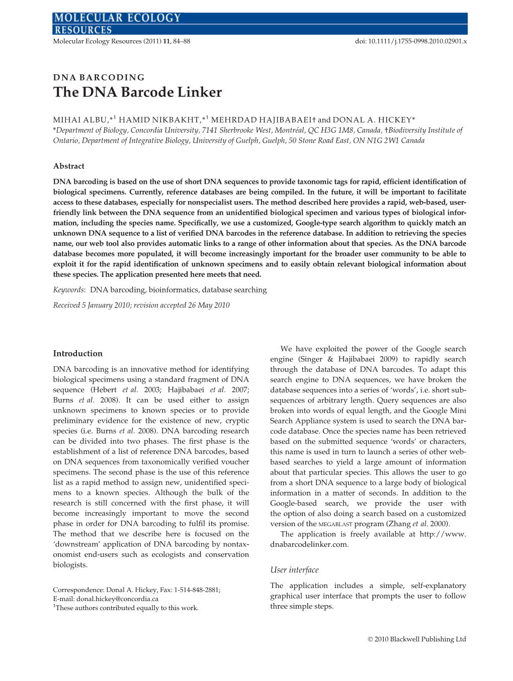 The DNA Barcode Linker