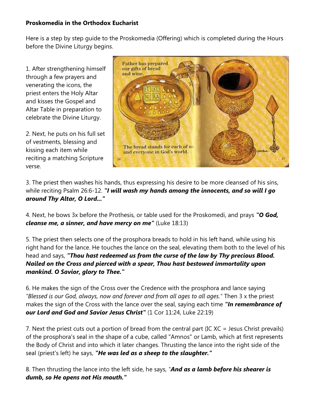 Proskomedia in the Orthodox Eucharist