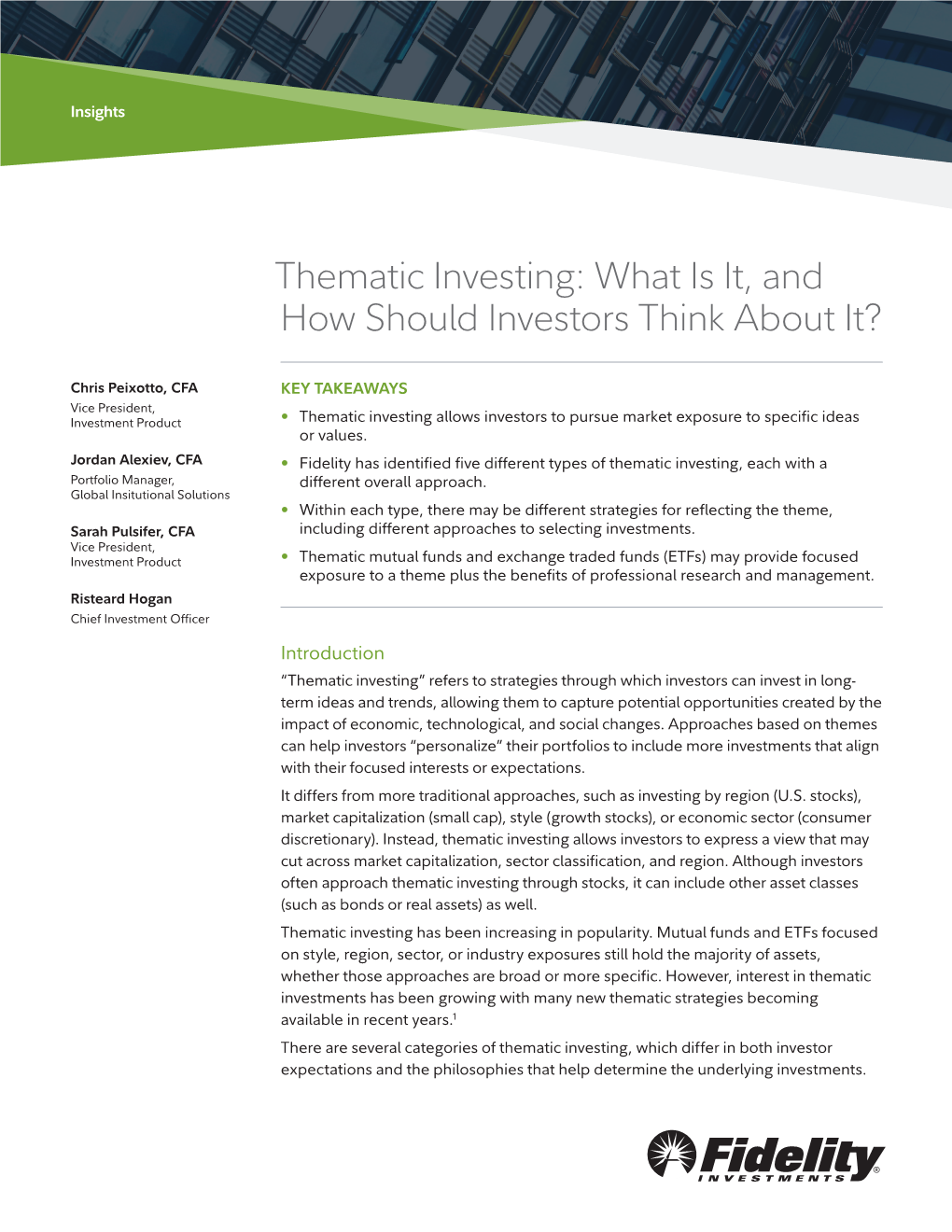 Thematic Investing: What Is It, and How Should Investors Think About It?