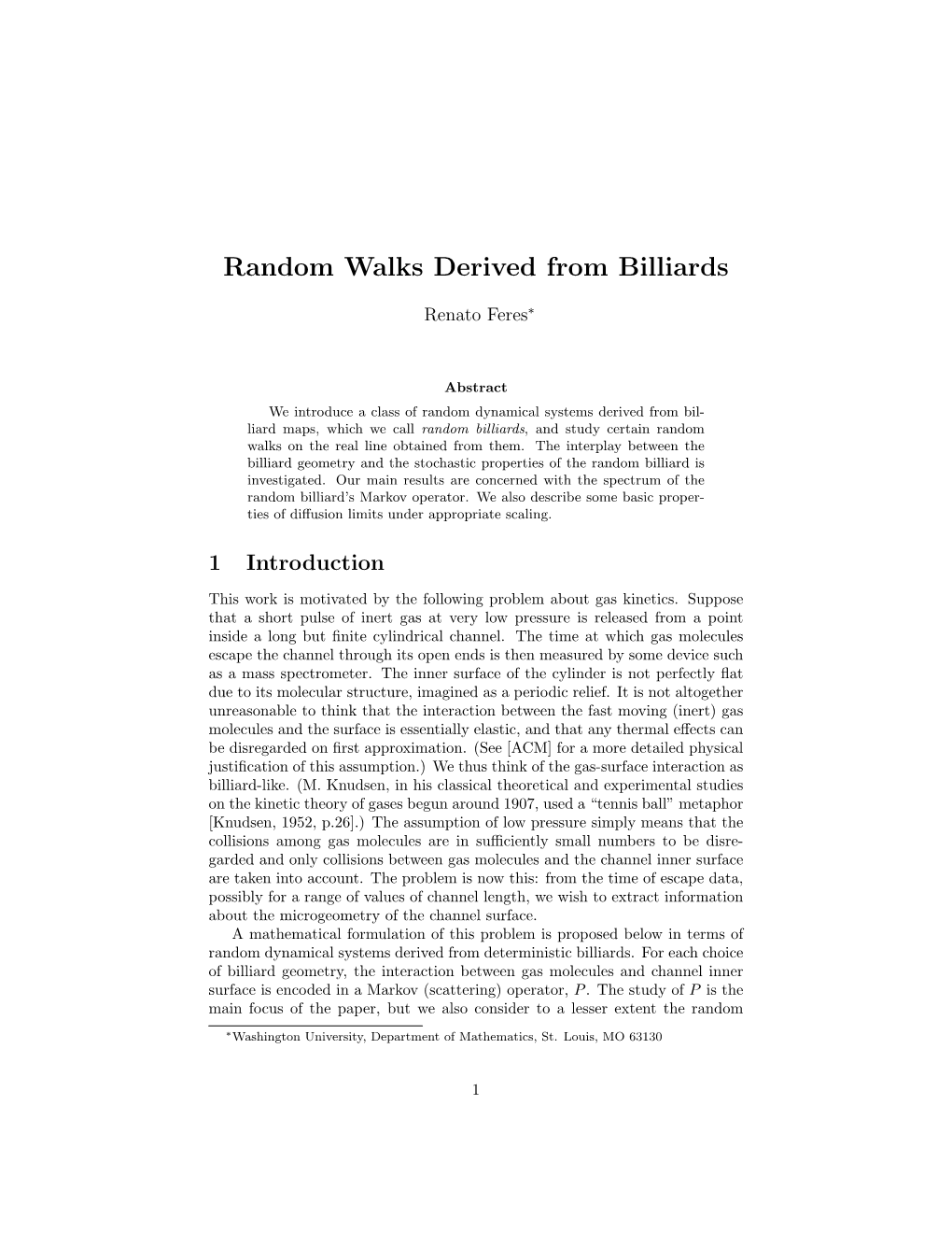 Random Walks Derived from Billiards