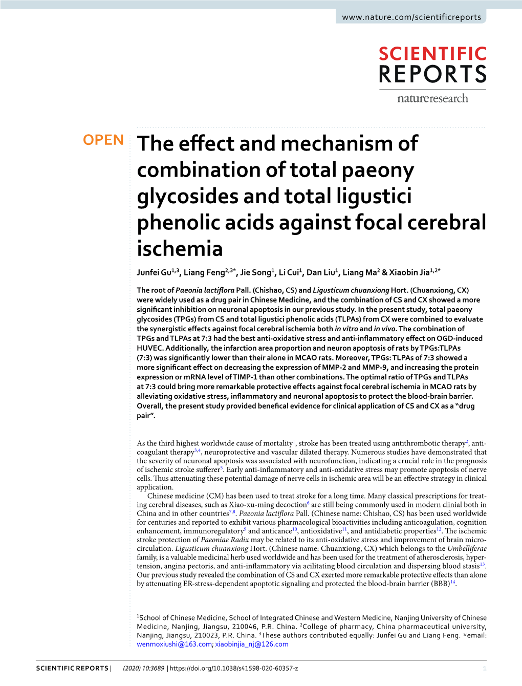 The Effect and Mechanism of Combination of Total Paeony