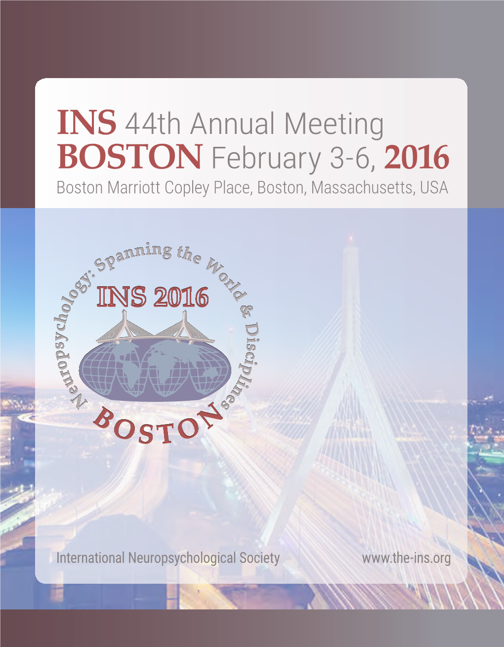 Ins44th Annual Meeting Bostonfebruary 3-6, 2016