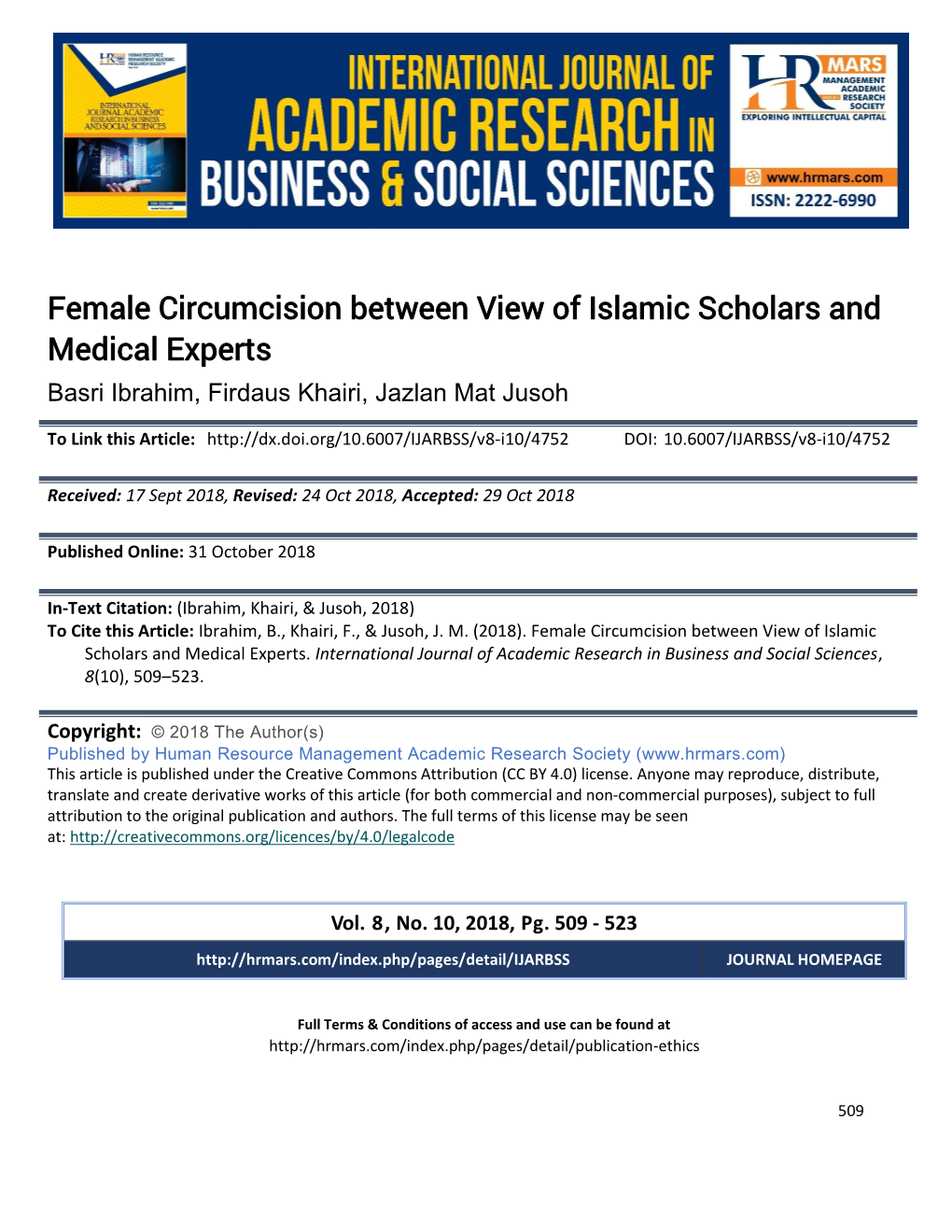 Female Circumcision Between View of Islamic Scholars and Medical Experts