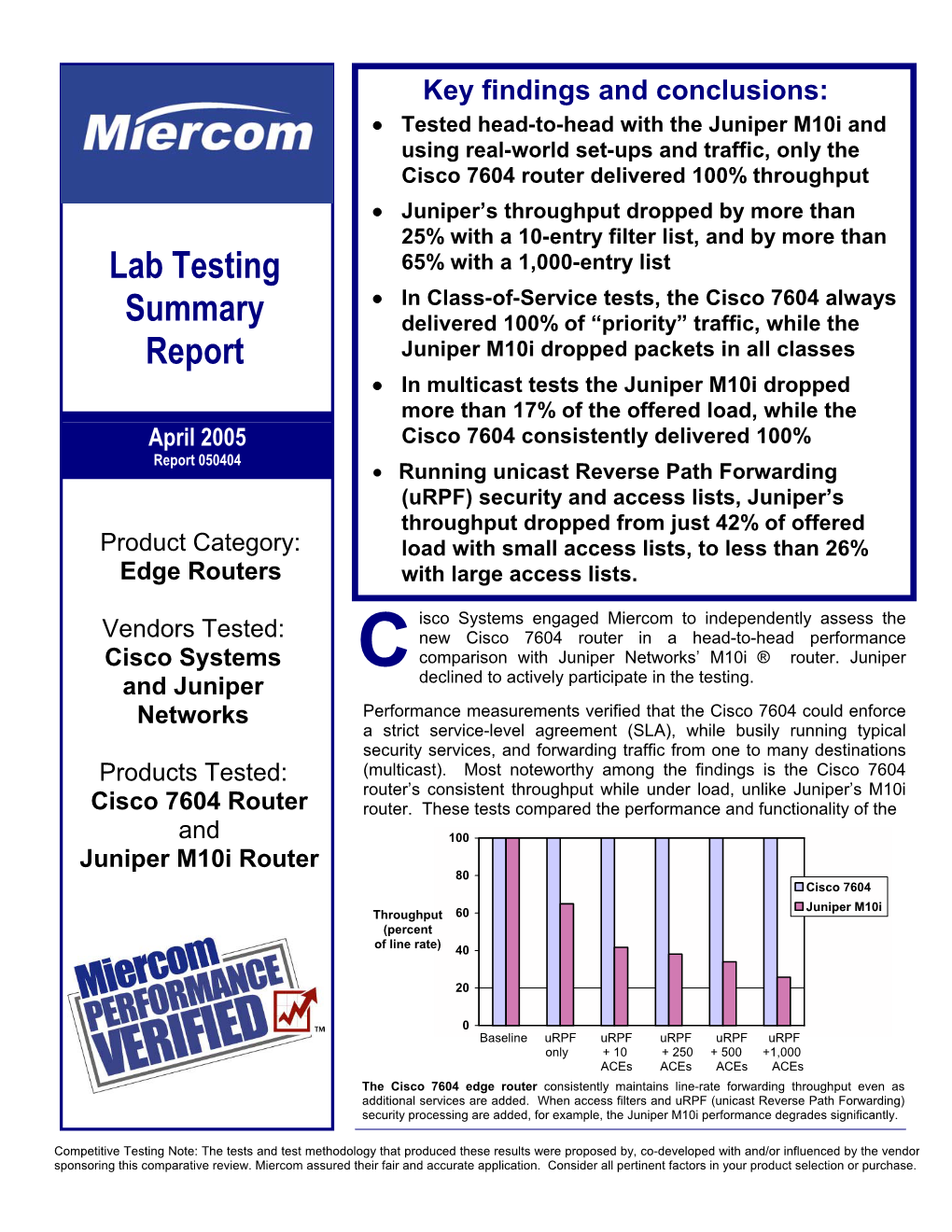 Miercom Testing Report of Cisco 7604