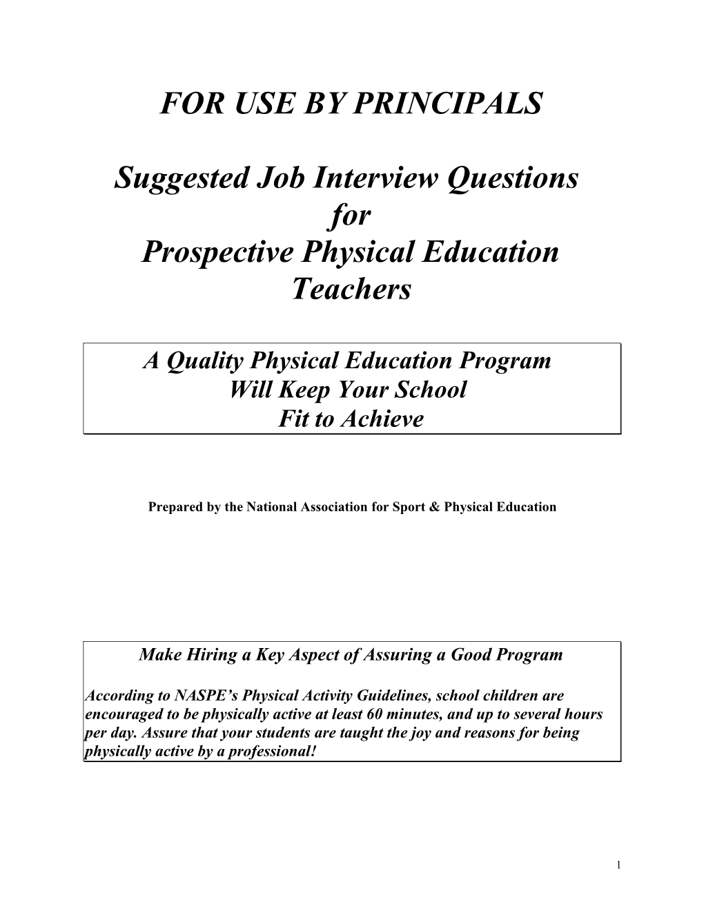 Suggested Job Interview Questions