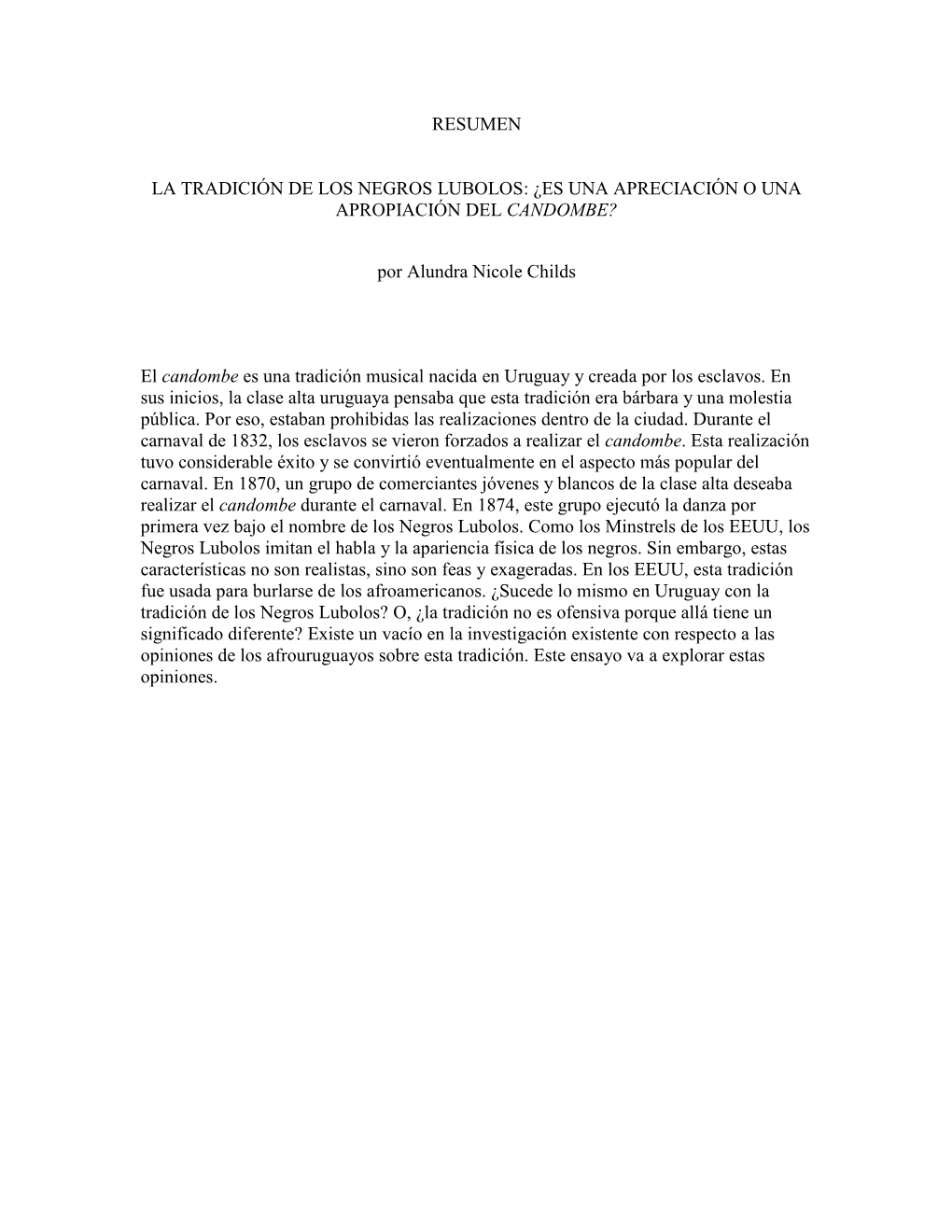 Resumen La Tradición De Los Negros Lubolos