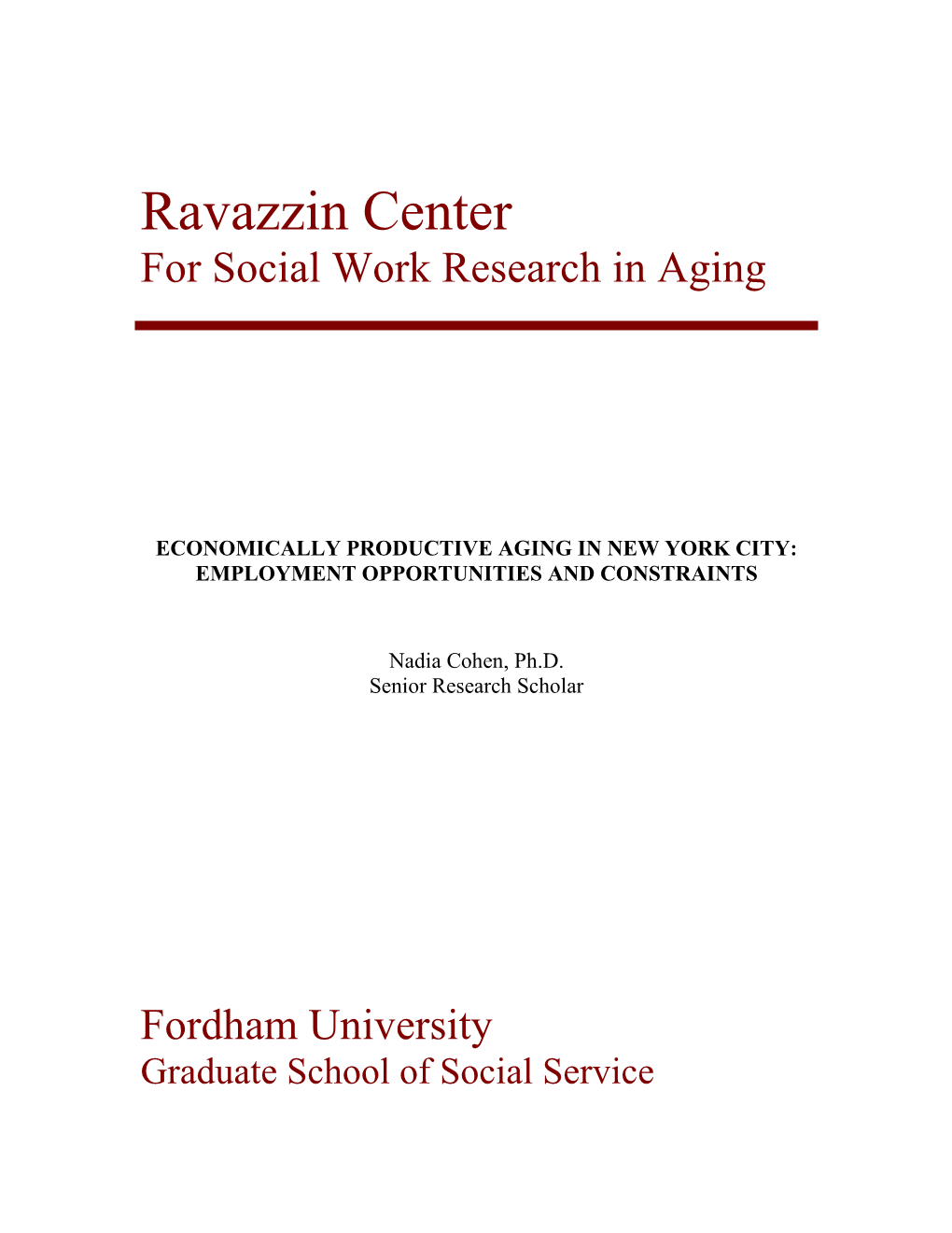 Ravazzin Center for Social Work Research in Aging