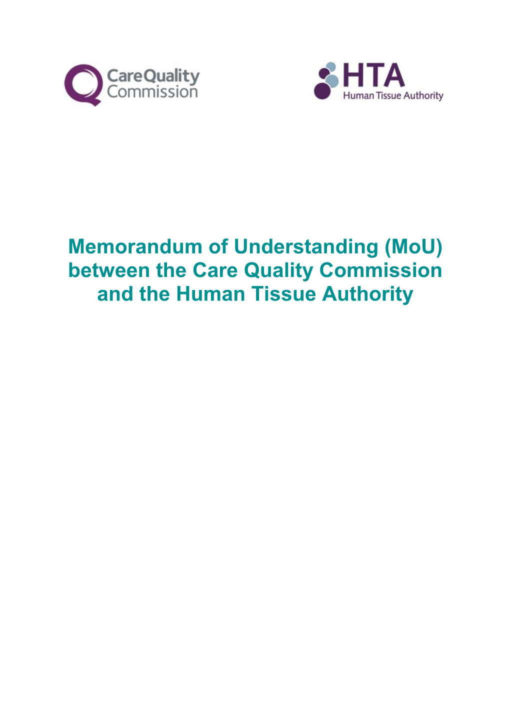 (Mou) Between the Care Quality Commission and the Human Tissue Authority