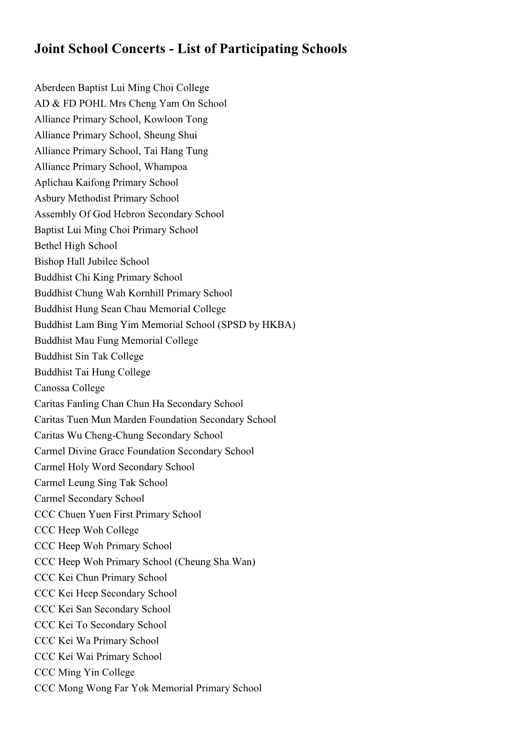 Past Participating Schools