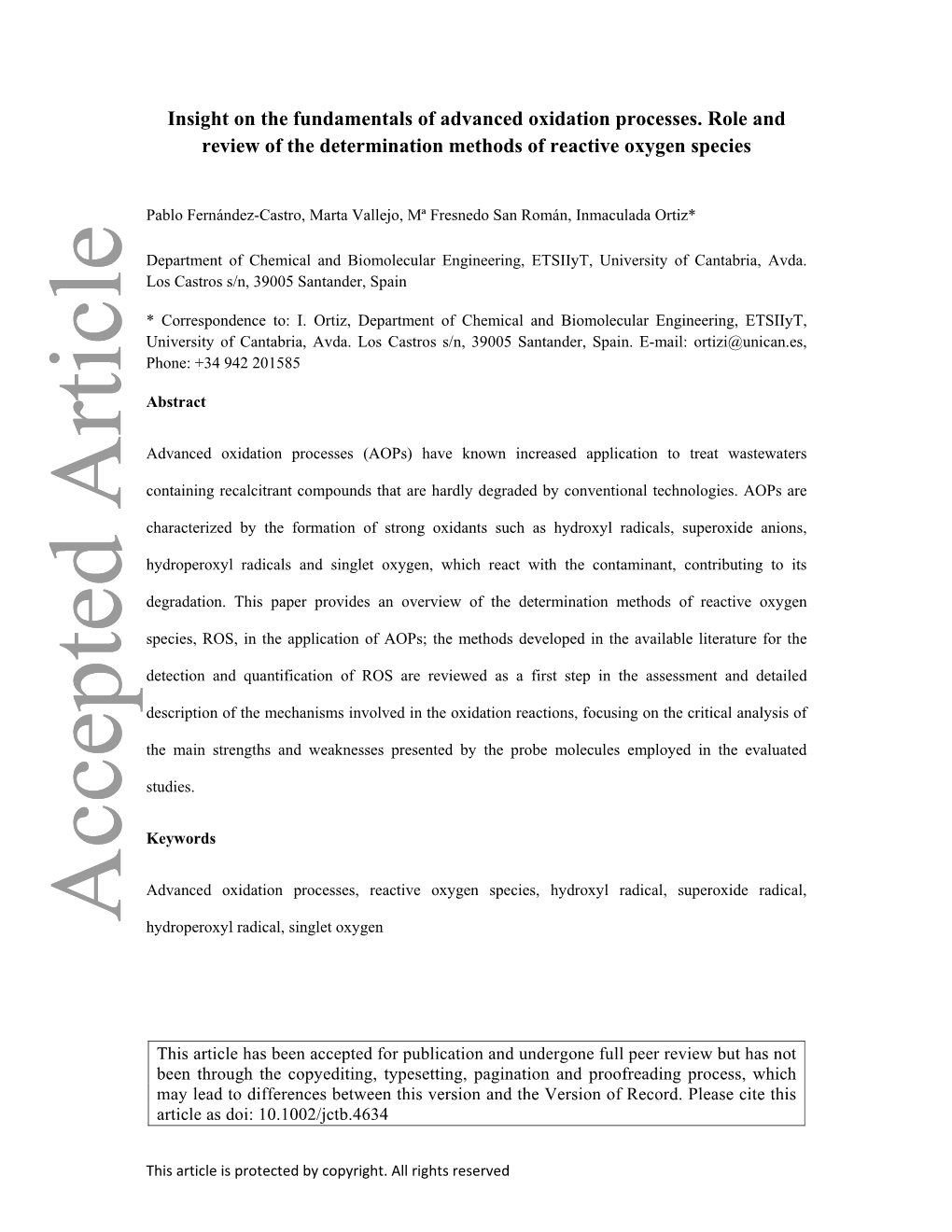 Insight on the Fundamentals of Advanced Oxidation Processes