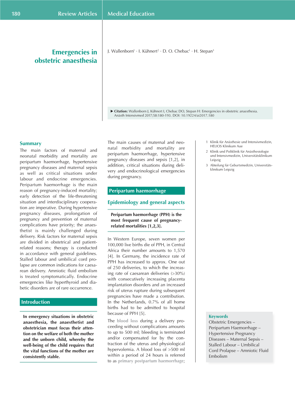 Emergencies in Obstetric Anaesthesia