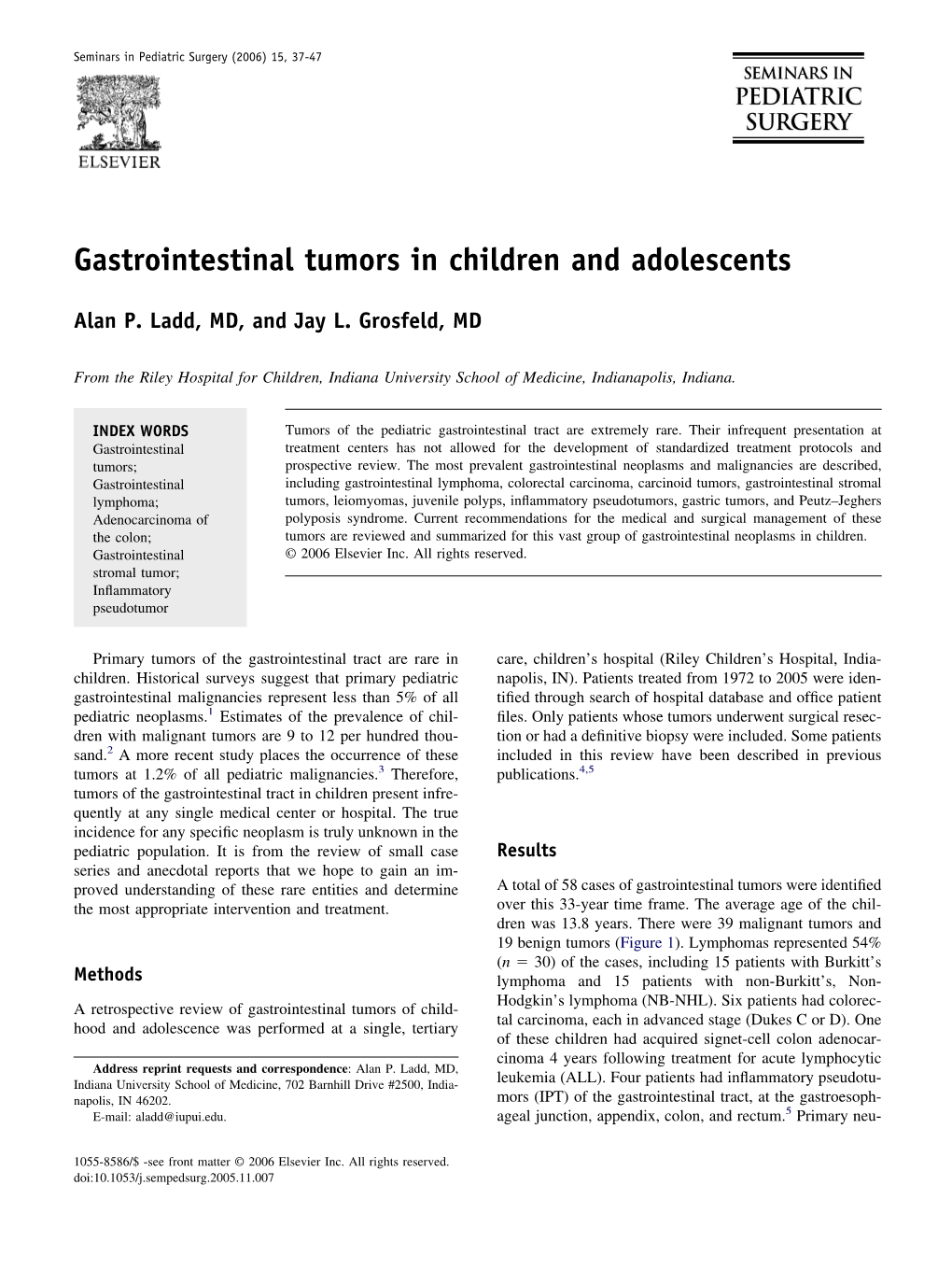 Gastrointestinal Tumors in Children and Adolescents