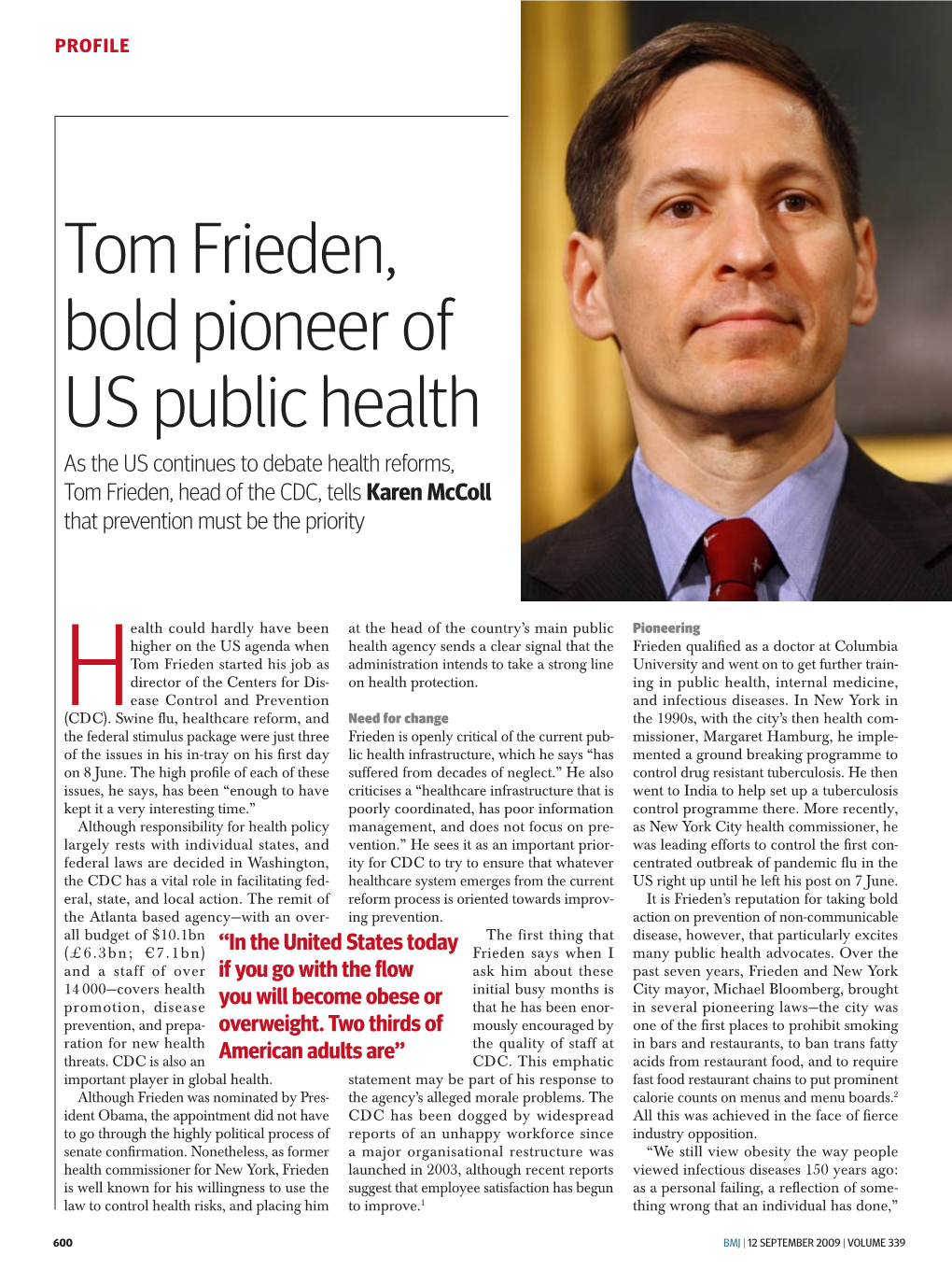Tom Frieden, Bold Pioneer of US Public Health