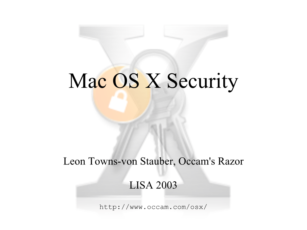 Mac OS X Security