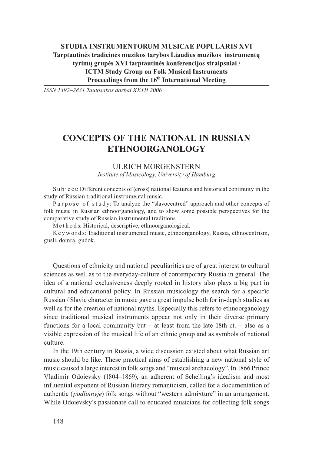 Concepts of the National in Russian Ethnoorganology