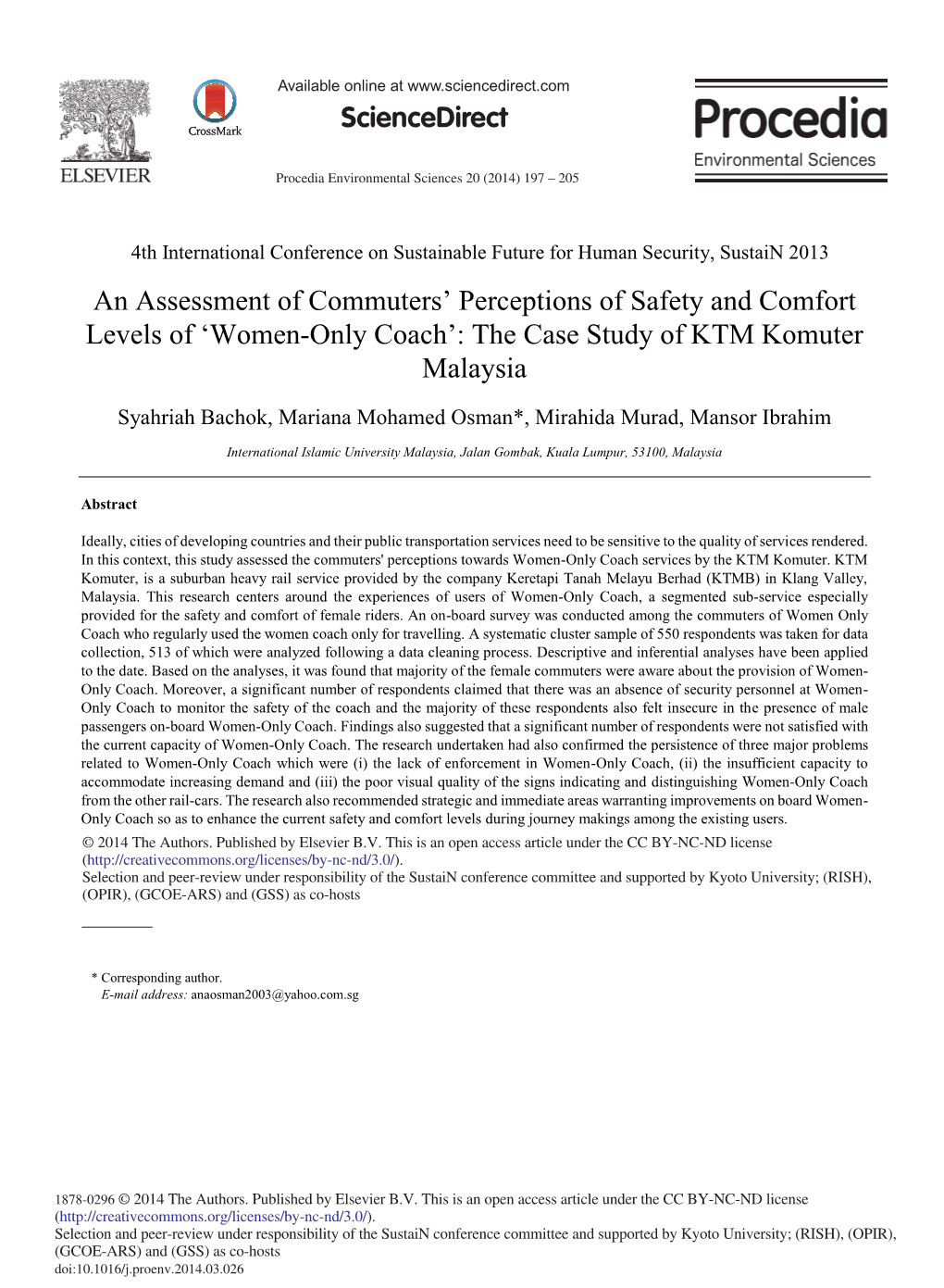Women-Only Coach’: the Case Study of KTM Komuter Malaysia