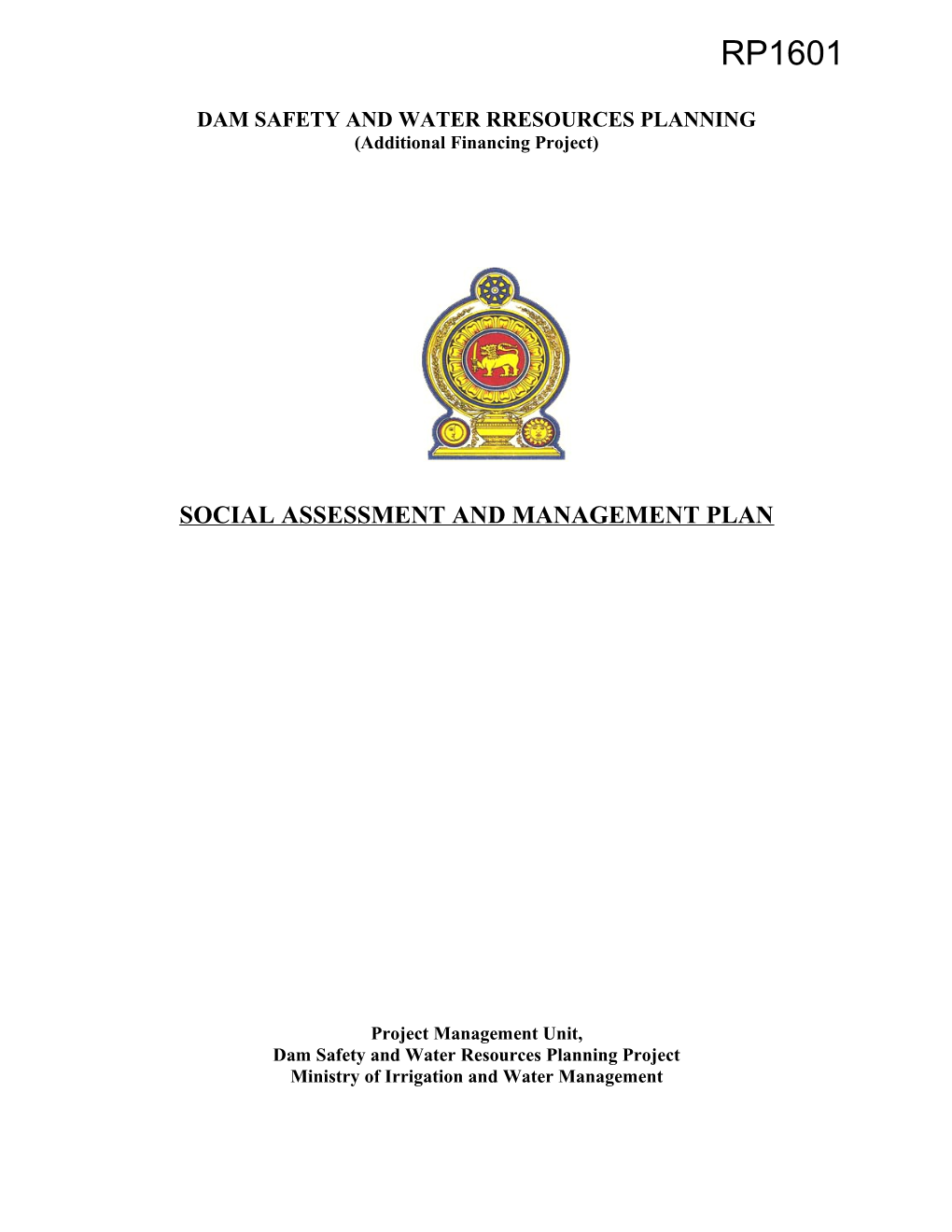 Social Assessment for Dswrpp