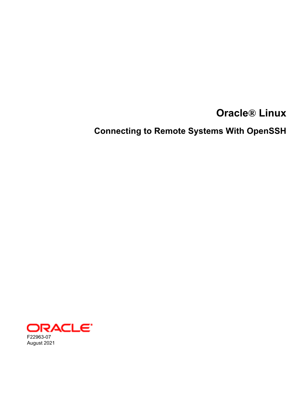 Oracle® Linux Connecting to Remote Systems with Openssh